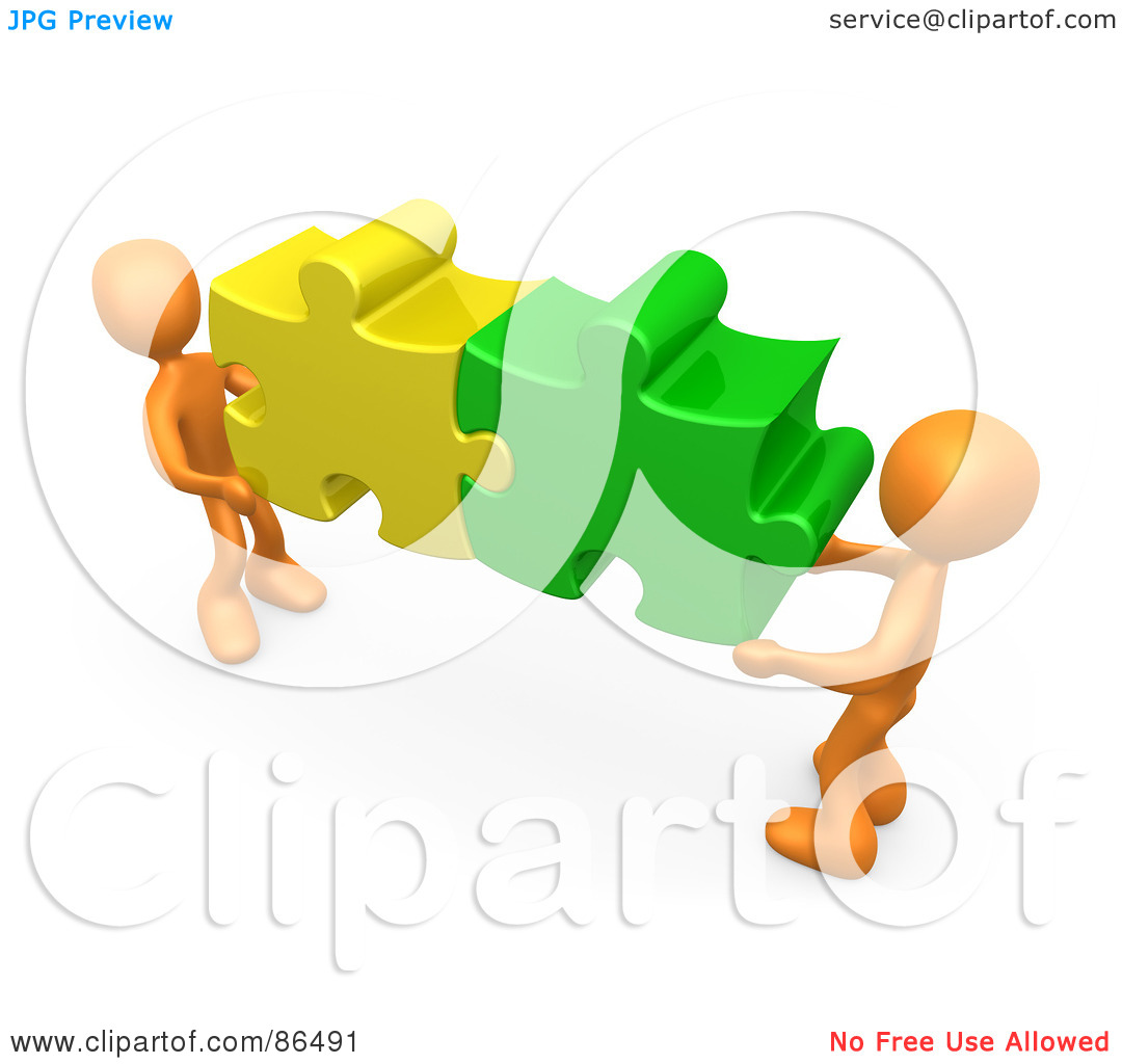 Royalty Free  Rf  Clipart Illustration Of Two 3d Orange People Holding