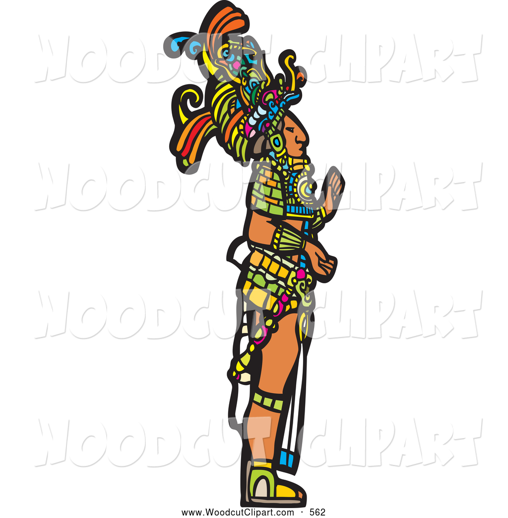 Vector Clip Art Of A Mayan King Standing In Profile On White By    
