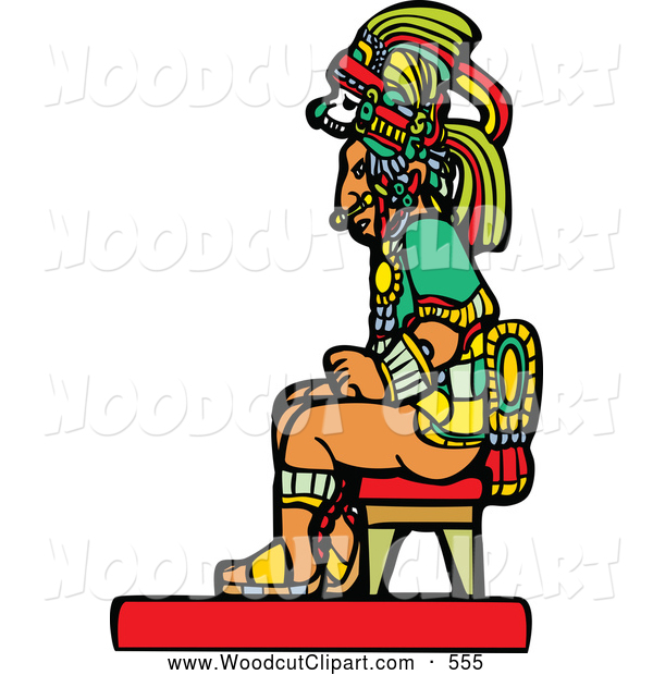 Vector Clip Art Of A Mayan Man Seated On A Red Chair By Xunantunich
