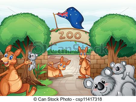 Vector Clip Art Of Zoo Scene   Illustration Of A Zoo Scene