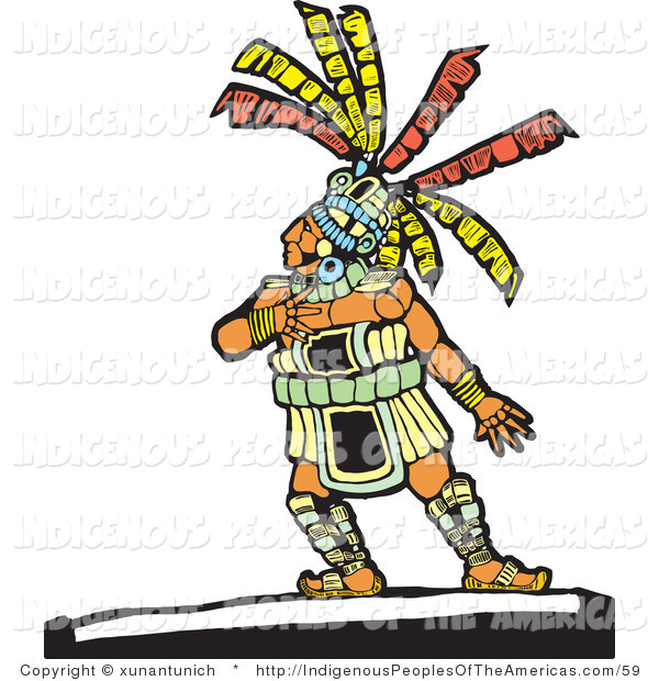 Vector Clipart Of A Mayan Man Touching His Chest And Looking Up To The    