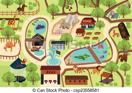 Vector Of Map Of A Zoo Park   A Vector Illustration Of Map Of A Zoo