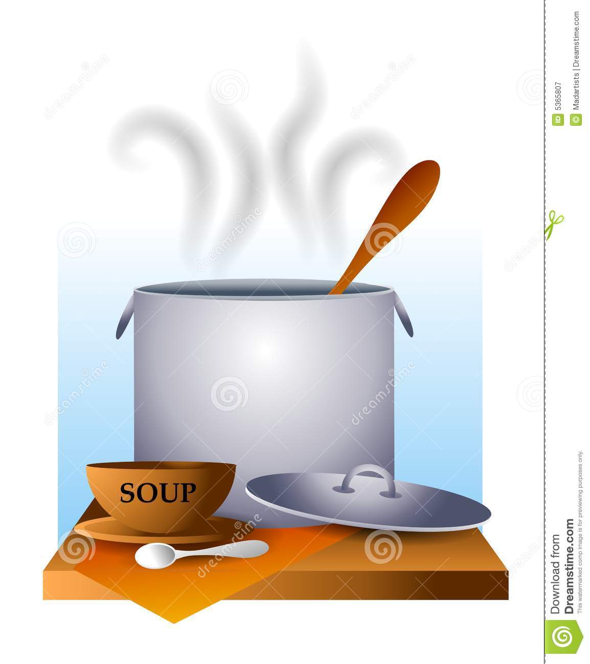 An Illustration Featuring A Large Hot Pot Of Soup With Soupbowl