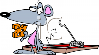 Clip Art Of A Mad Mouse With His Tail In A Mousetrap   Animalclipart