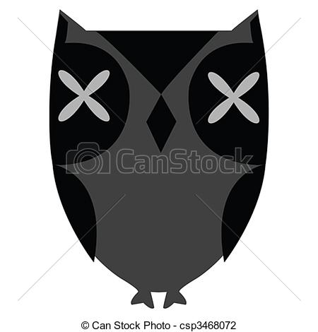 Clip Art Of Stylized Grey Owl   Vector Illustration Of A Grey Stilized