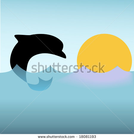 Clipart Dolphin Silhouette Jumps And Dives On Deep Sea Ocean Waves