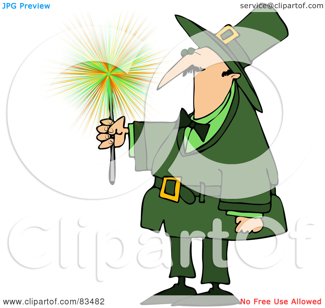 Clipart Illustration Of A Leprechaun Guy Holding A Sparkler By Djart
