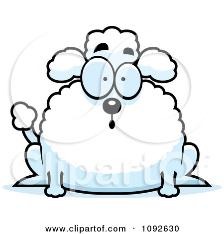 Clipart Of A Cartoon Mad Snarling White Poodle Dog Sitting Royalty