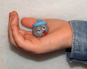 Inch Miniature Cute Pet Rock Orna Ment With Hat