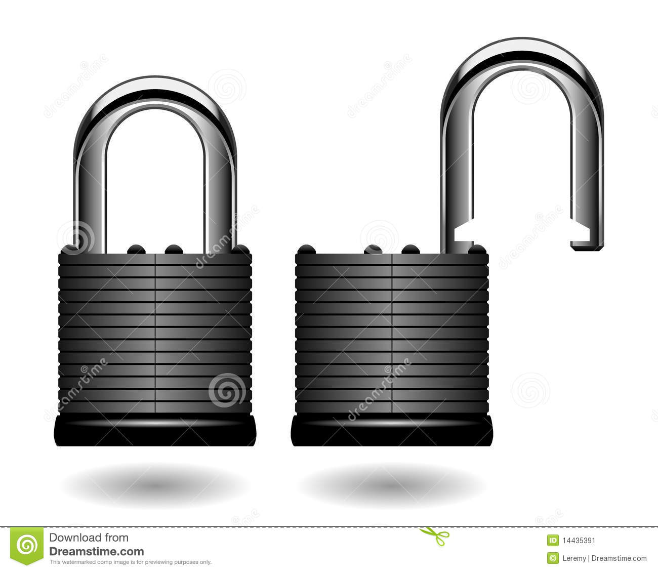 Locked And Unlocked Pad Lock In