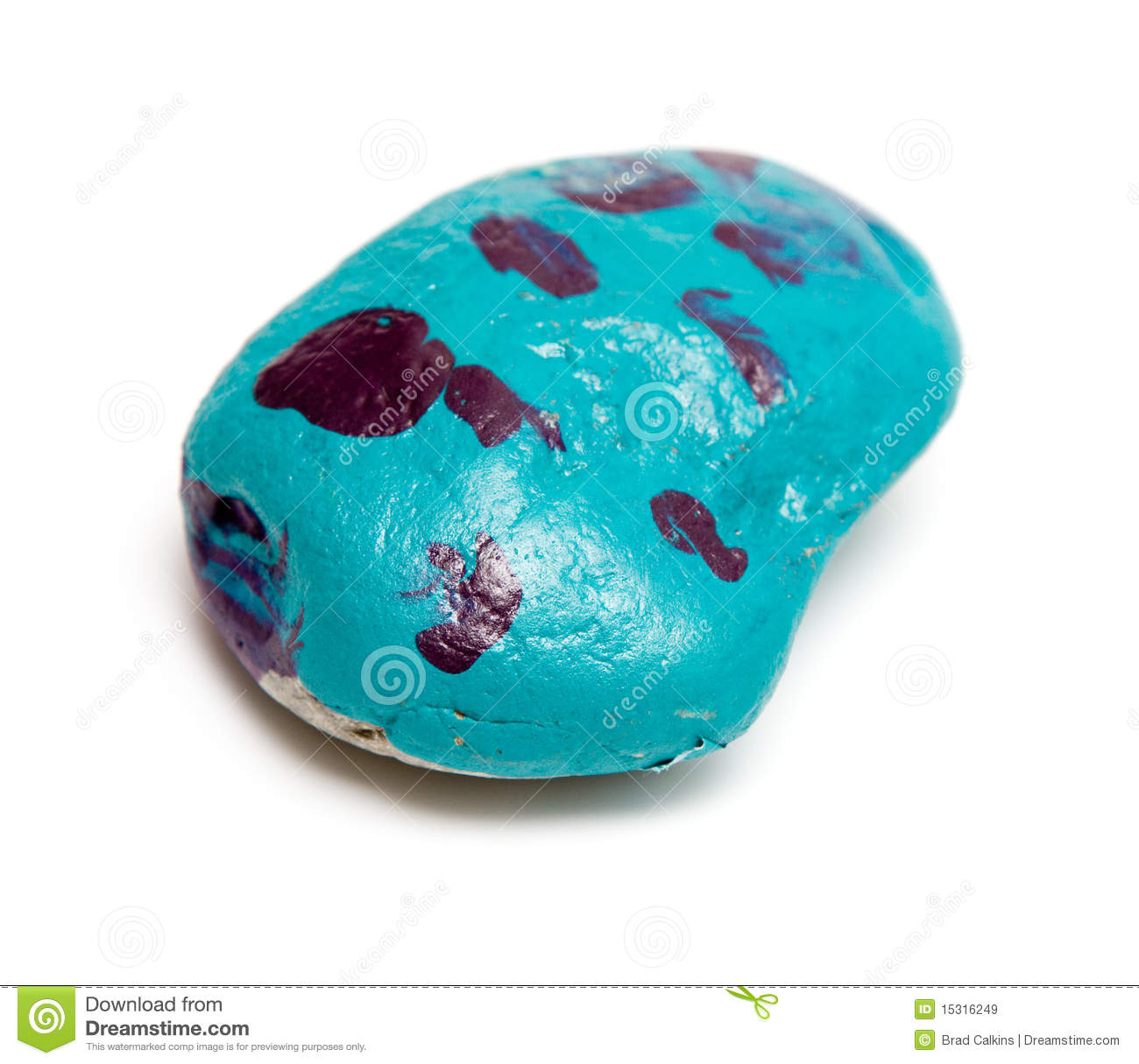 Pet Rock Or Decorated Paper Weight On Isolated White Background
