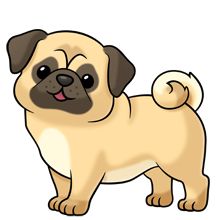 Pug Dog Face On A Blue Background Clipart   Free Clip Art Images