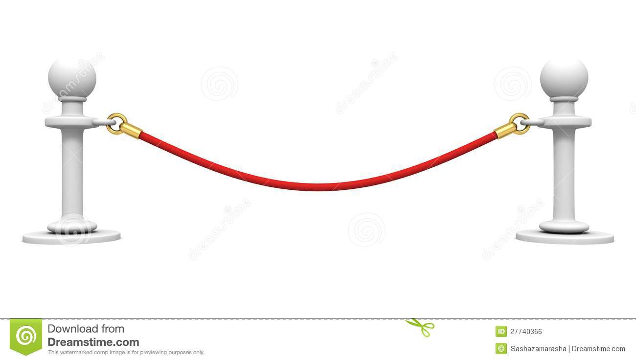 Red Barrier Rope Section On White Background Royalty Free Stock Image