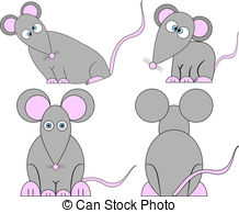 Set Of Cute Crazy Cartoon Mice Clipart
