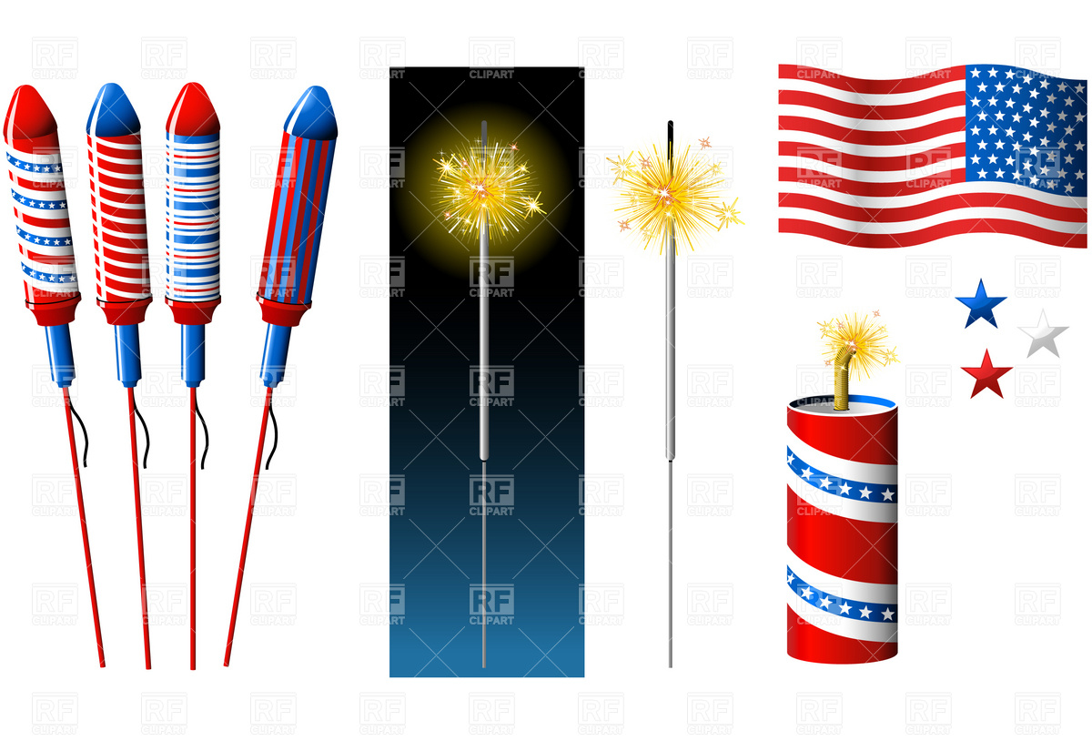 Sparkler And American Flag 4666 Download Royalty Free Vector Clipart