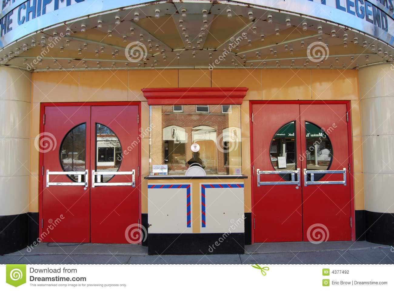 The Entrance And Ticket Booth On An Old Restored Movie Theater 