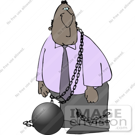 Tired Man In Chain And Ball Ankle Shackles Clipart    12687 By Djart