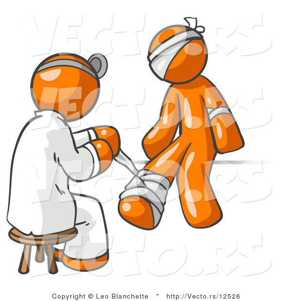 Vector Of Orange Guy Doctor In A Lab Coat Sitting On A Stool And    