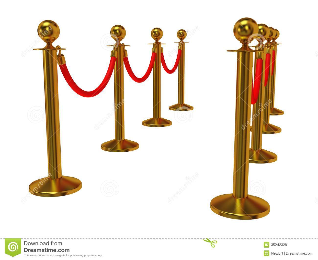 3d Render  Fence With Red Rope Isolated On White  Luxury Vip Concept