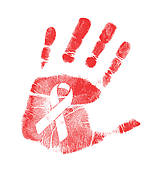Anti Hiv Ribbon Handprint Illustration   Clipart Graphic