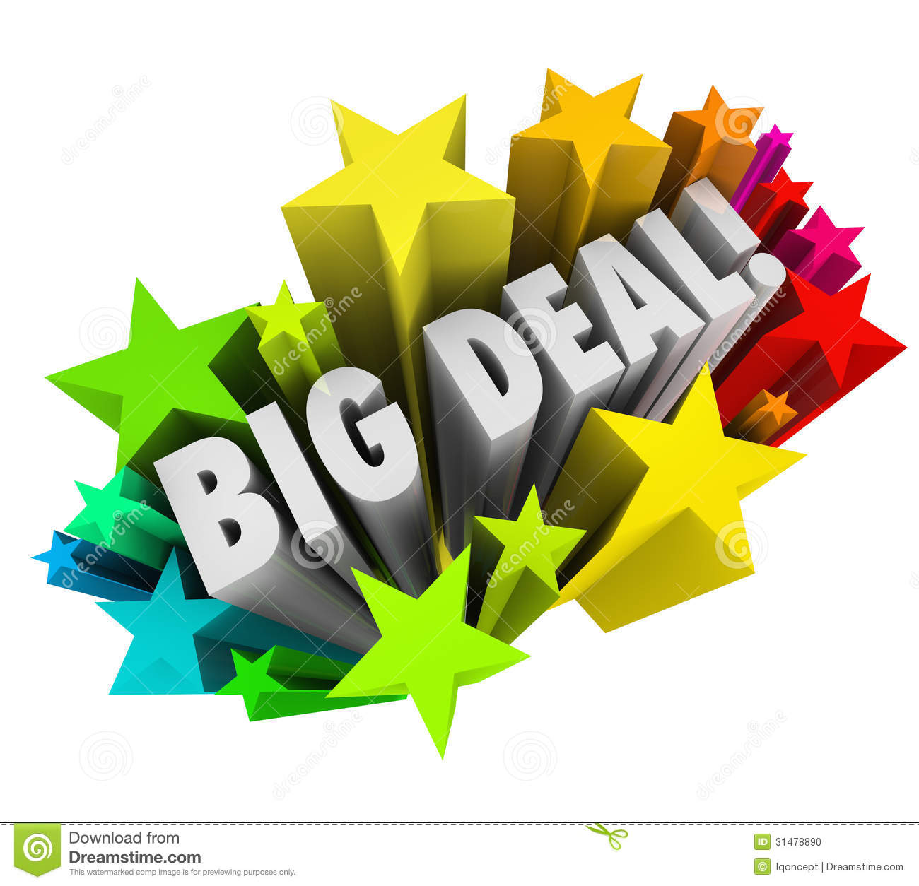 Big Deal Words Stars Fireworks Important News Sale Stock Photo   Image    