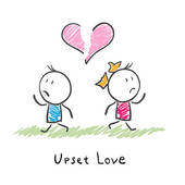Broken Up Love  Conceptual Illustration Of The Conflict Between