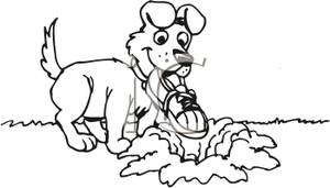 Dog Burying A Shoe Royalty Free Clipart Picture 100223 044784 513042