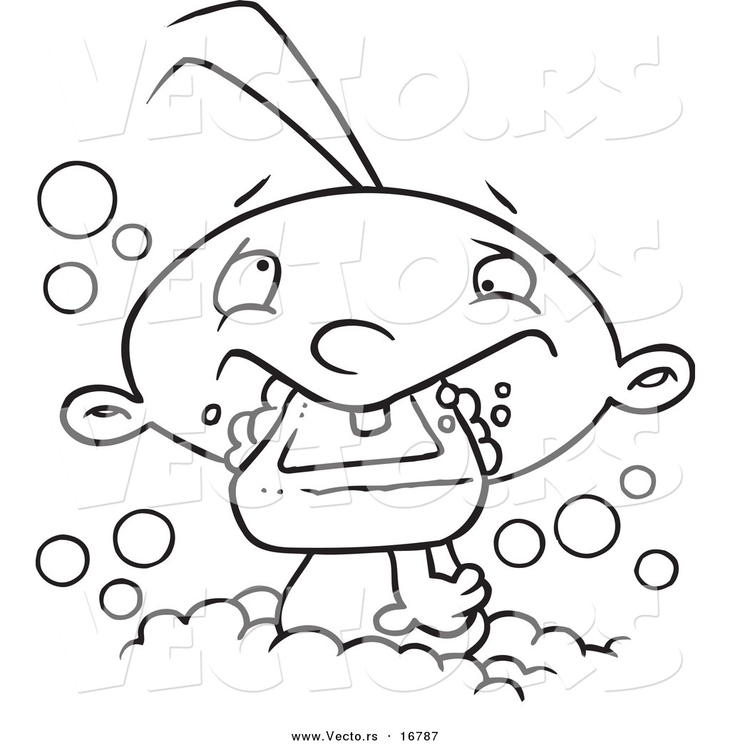 Eating Soap In The Bath Tub   Coloring Page Outline By Ron Leishman
