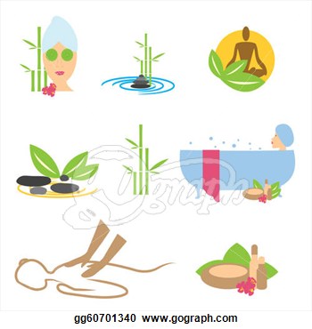 Eps Vector   Icons Massage Spa Wellness  Stock Clipart Illustration
