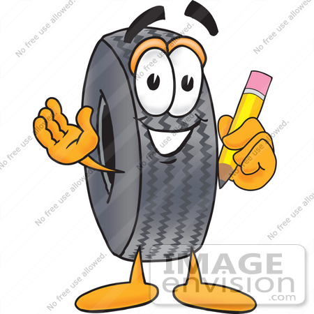 Estimate Clipart 25558 Clip Art Graphic Of A Tire Character Holding A    