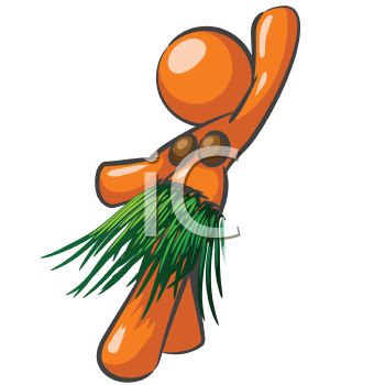 Female Orange Man Character Hula Dancing   Royalty Free Clip Art