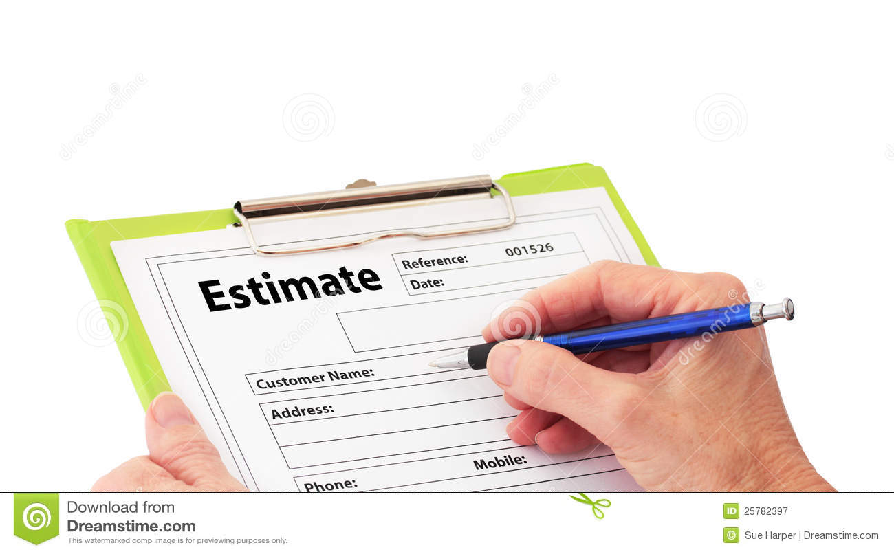 Hand Writing An Estimate On Clipboard Royalty Free Stock Photography