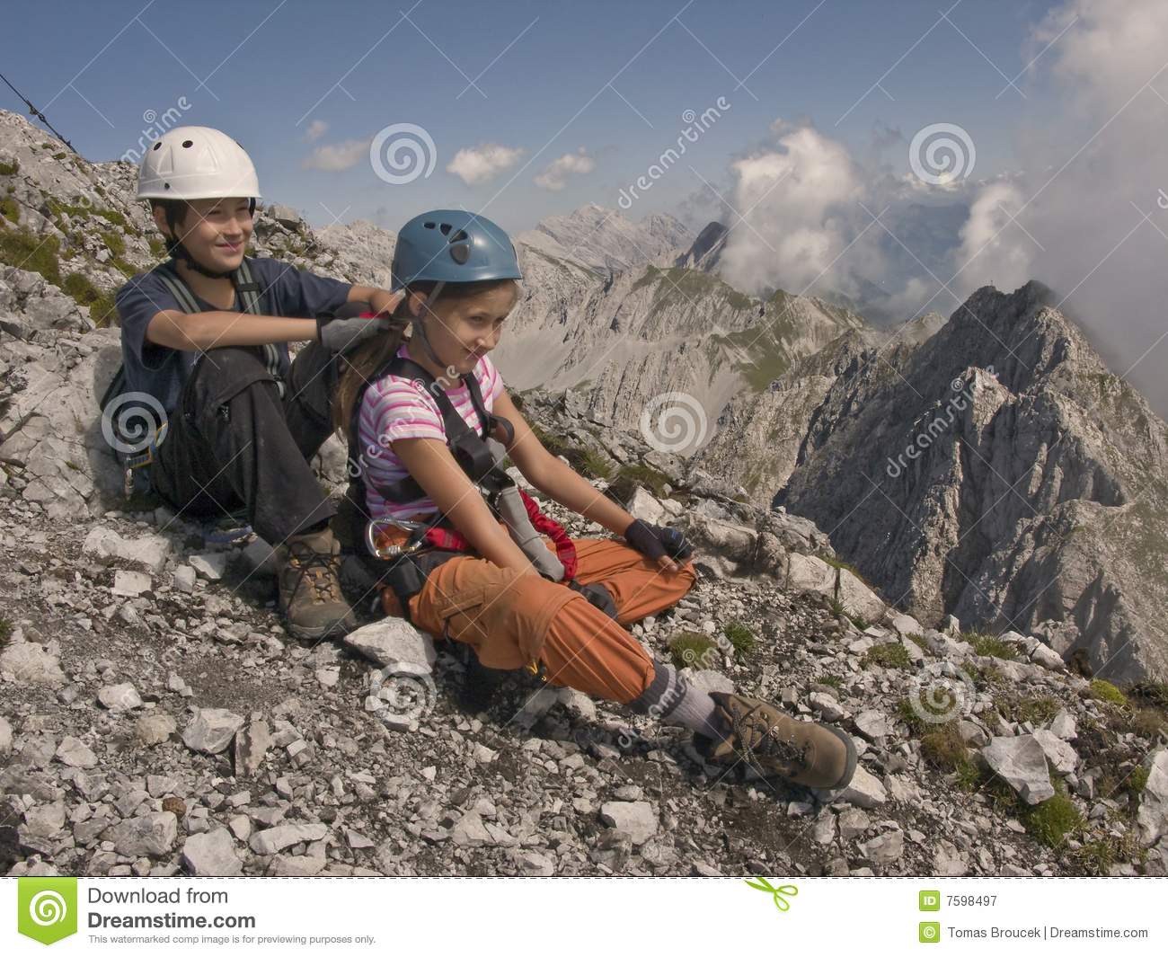 Kids Hiking And Climbing Royalty Free Stock Photography   Image