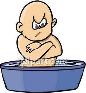 Mad Baby In A Bathtub   Royalty Free Clipart Picture