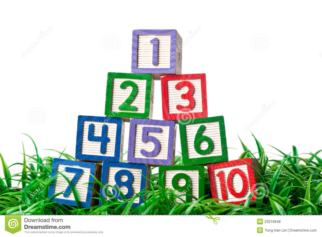 Number Blocks Stacked On Grass Royalty Free Stock Photos   Image