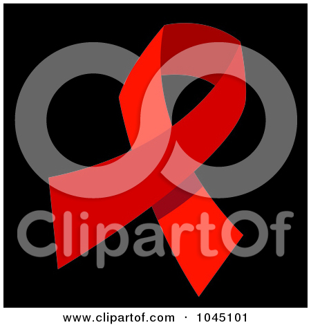 Rf  Clip Art Illustration Of A Red Hiv Aids Awareness Ribbon On Black