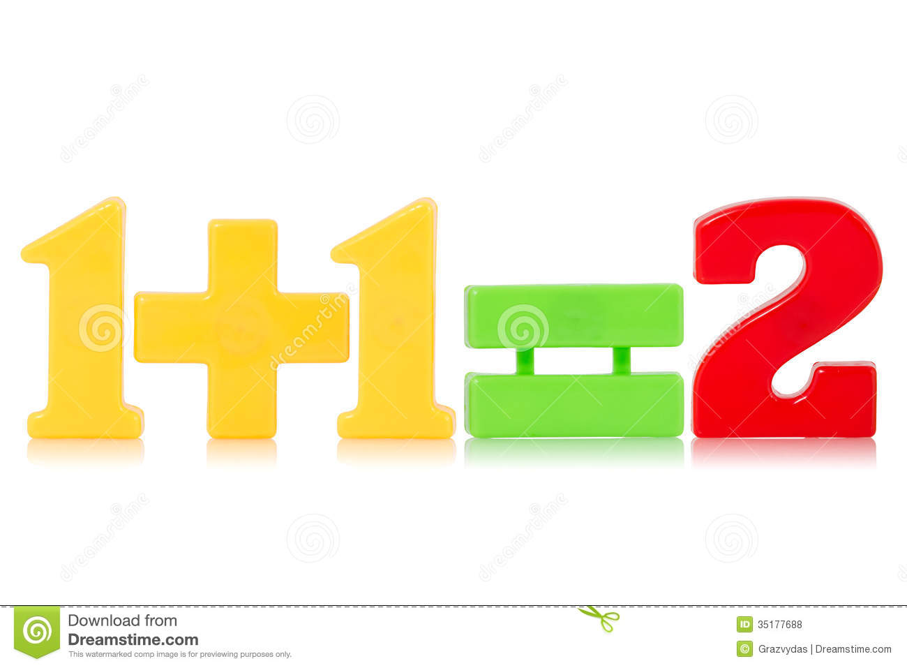 Simple Math Equation From A Child S Toy Number Set  Isolated On White    