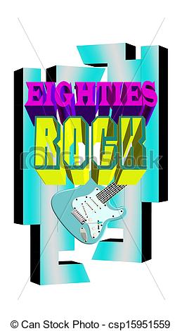 Stock Illustrations Of 80s Rock Concept   80s Background Concept In 3d