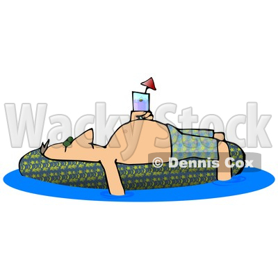 Sun Bathing On A Pool Float Clipart Illustration   Dennis Cox  13047