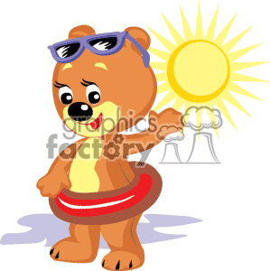 Teddy Bear On A Floaty With Sunglasses