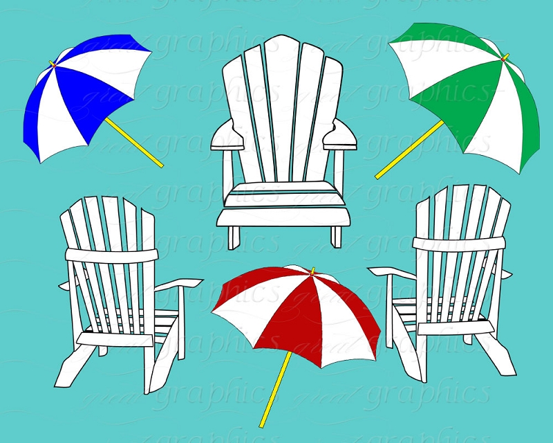 Beach Chair Clip Art Beach Umbrella Clip Art Digital Clipart