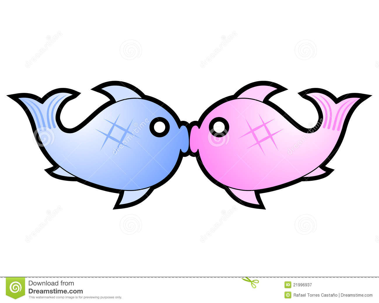 Blue And Pink Fishes Kissing