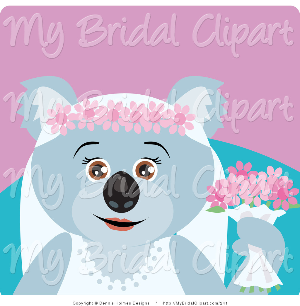 Bridal Clipart Of A Gray Koala Bear Bride Character By Dennis Holmes