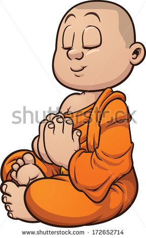 Cartoon Buddhist Monk Meditating  Vector Clip Art Illustration With
