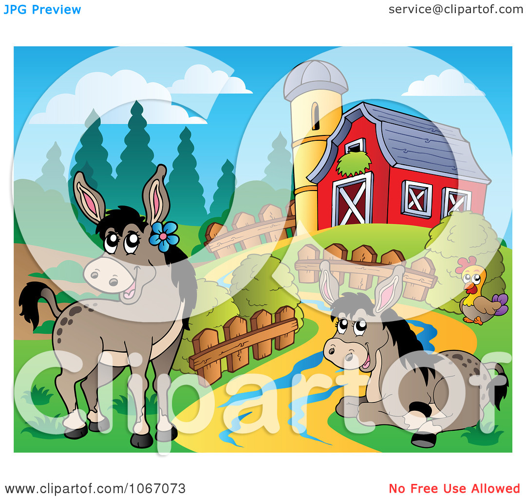 Clipart Barnyard Donkeys   Royalty Free Vector Illustration By