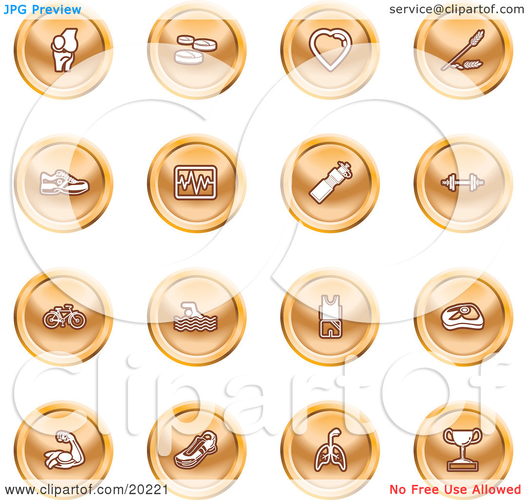 Clipart Illustration Of A Collection Of Orange Icons Of A Knee Joint
