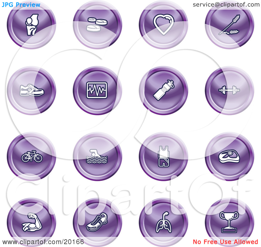 Clipart Illustration Of A Collection Of Purple Icons Of A Knee Joint