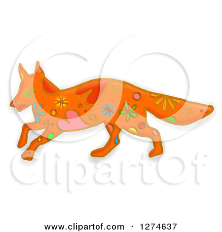 Clipart Of A Whimsical Walking Fox   Royalty Free Illustration By