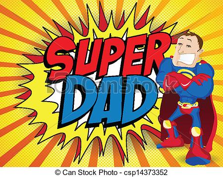Clipart Vector Of Super Man Hero Dad Happy Father Day   Vector   Super