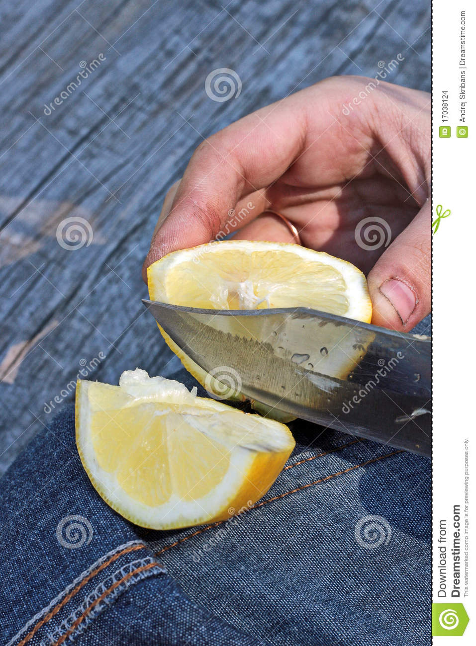 Cut Lemon On The Knee Stock Images   Image  17038124